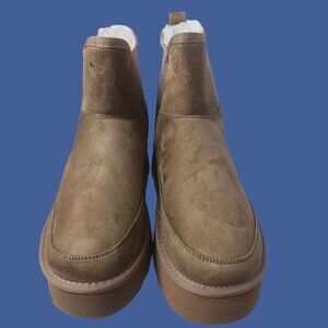Ankis Womens Platform Ankle Boots With suede  Slip-On Style Chestnut Sz 11